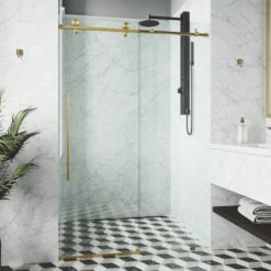 VIGO Elan E-class 56"x76" Frameless Sliding Shower Door, Matte Gold -Warm Bathroom 0051e2c10f73562e 9291 w800 h800 b0 p0