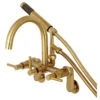 Aqua Vintage 7" Adjustable Wall Mount Tub Faucet, Brushed Brass