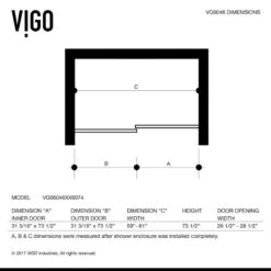 VIGO 60" X 74" Caspian Adjustable Frameless Sliding Shower Door, Chrome -Warm Bathroom 0271c0bf0f5b333c 9288 w800 h800 b0 p0