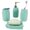 4-Piece Dolomite Mason Jar Bath Set, Mint