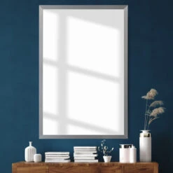 Ellis Framed Wall Mirror, Satin Nickel, 28"x36"