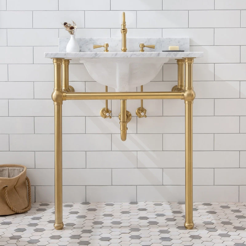 Embassy 30 Inch Wide Single Wash Stand Only In Satin Brass Finish 4 Embassy 30 Inch Wide Single Wash Stand Only In Satin Brass Finish - Image 4