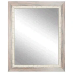 BrandtWorks Weathered Beach Wall Mirror With 3" Wooden Frame - 32" X 50"