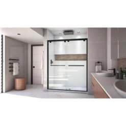 DreamLine Encore 56-60x76 Semi-Frameless Bypass Shower Door, Satin Black -Warm Bathroom 0371059401842689 1031 w800 h800 b1 p0
