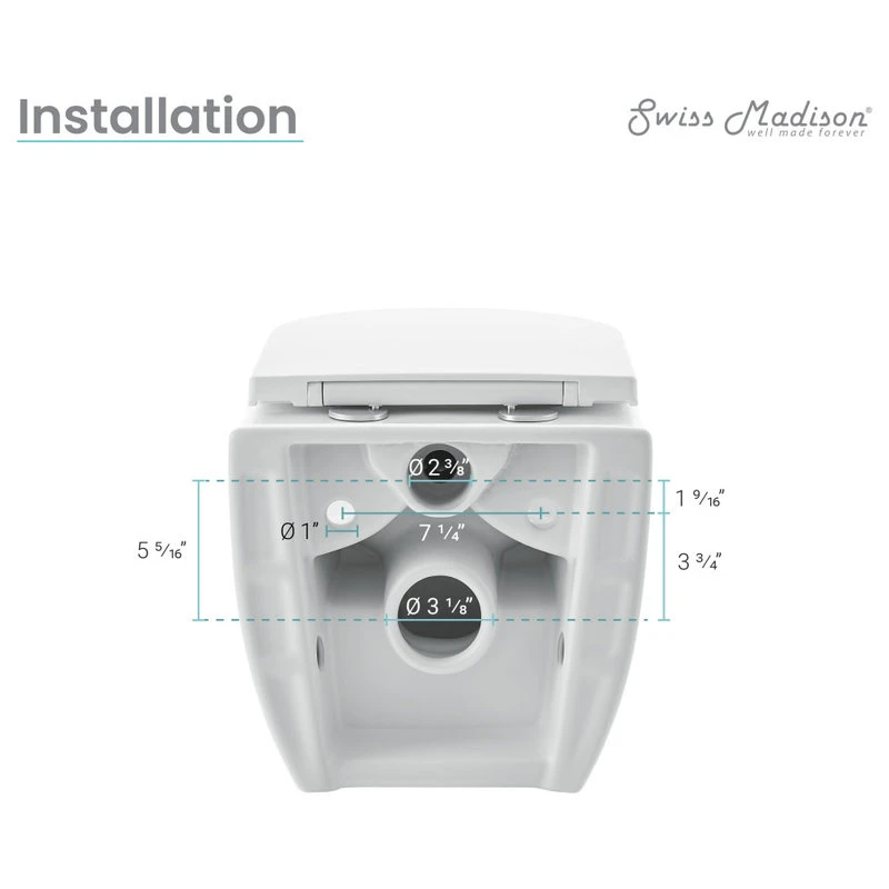 Ivy Wall Hung Elongated Toilet Bowl 0.8/1.28 GPF Dual Flush, Glossy White 14 Ivy Wall Hung Elongated Toilet Bowl 0.8/1.28 GPF Dual Flush, Glossy White - Image 14