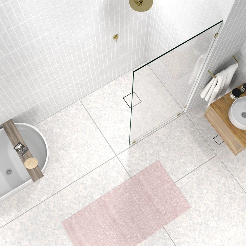 78"x34" Frameless Shower Door Single Fixed Panel, Satin Brass 2 78"x34" Frameless Shower Door Single Fixed Panel, Satin Brass - Image 2