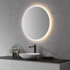 Dimora Round Frameless Modern Bathroom/Vanity LED Lighted Wall Mirror, 32" -Warm Bathroom 05815b4d02b3528e 8097 w800 h800 b0 p0