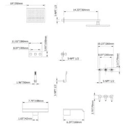 Wall-Mounted 10" Shower System Rainfall 3 Function Shower Fixture With Tub Spout -Warm Bathroom 06c1b4e30f96ca81 4792 w800 h800 b1 p0