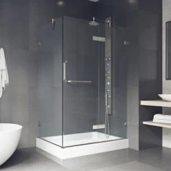 VIGO Monteray 32"x40" Frameless Shower Enclosure With Right Base, Chrome -Warm Bathroom 0741795b0e9d8748 1177 w800 h800 b0 p0