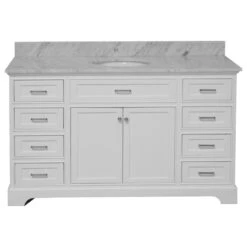 Aria 60" Bathroom Vanity, White, Carrara Marble, Single Vanity -Warm Bathroom 0761383501c50383 9142 w800 h800 b1 p0