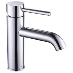 Aquaterior 1 Hole Bathroom Sink Round Faucet 1 Lever Cold & Hot Water Chrome