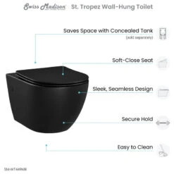St. Tropez Wall Hung Toilet Bowl, White, Matte Black -Warm Bathroom 07f1682a025eb42f 5045 w800 h800 b1 p0