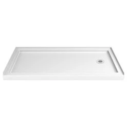 DreamLine 30 D X 60 W X 76.75 H Right Drain Acrylic Shower Base, QWALL-5 Backwall, White -Warm Bathroom 08019fba020e940a 6066 w800 h800 b1 p0