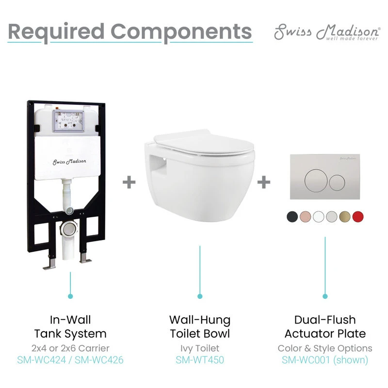 Ivy Wall Hung Elongated Toilet Bowl 0.8/1.28 GPF Dual Flush, Glossy White 9 Ivy Wall Hung Elongated Toilet Bowl 0.8/1.28 GPF Dual Flush, Glossy White - Image 9