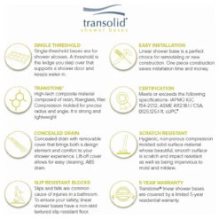 Transolid Linear 60"x36" Rectangular Shower Base With Right Hand Drain, Gray -Warm Bathroom 08415dd20ec28550 7243 w800 h800 b1 p0