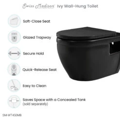 Ivy Wall Hung Elongated Toilet Bowl 0.8/1.28 GPF Dual Flush, Matte Black 20 Ivy Wall Hung Elongated Toilet Bowl 0.8/1.28 GPF Dual Flush, Matte Black -Warm Bathroom 0881090201df05ba 6226 w800 h800 b1 p0