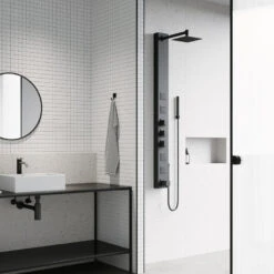 VIGO Bowery Square Spray Head Shower System With Tub Filler, Matte Black -Warm Bathroom 08812c760025034c 9028 w800 h800 b0 p0