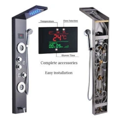 Stainless Steel LED Shower Panel With Massage Jets Waterfall Rainfall 15 Stainless Steel LED Shower Panel With Massage Jets Waterfall Rainfall -Warm Bathroom 098138760cb86dfd 3536 w800 h800 b1 p0