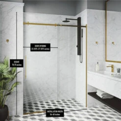 VIGO 60"x74" Frameless Sliding Shower Door And Roller Disk, Matte Gold -Warm Bathroom 09d1b4b601812b0f 9285 w800 h800 b0 p0