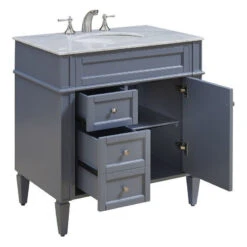 Park Avenue 32" Single Bathroom Vanity In Gray With Marble Top 7 Park Avenue 32" Single Bathroom Vanity In Gray With Marble Top -Warm Bathroom 0ab1b9d10a4bde12 2506 w800 h800 b1 p0