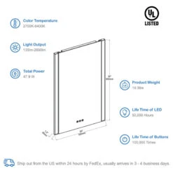 LED Antifog Bathroom Mirror, Dimmer, Adjustable Color, Brush Gold, 20x32 -Warm Bathroom 0ac14956025999e9 6063 w800 h800 b1 p0
