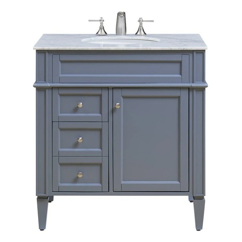 Park Avenue 32" Single Bathroom Vanity In Gray With Marble Top 1 Park Avenue 32" Single Bathroom Vanity In Gray With Marble Top