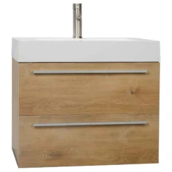 Warm Bathroom 30 27" Single Bathroom Vanity Set, Natural Oak