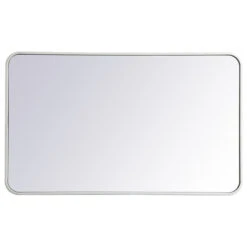 Elegant Decor Evermore 24x40" Soft Corner Metal Rectangular Mirror In White