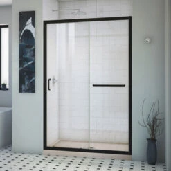 DreamLine Infinity-Z 36x48x74 3/4 Clear Sliding Shower Door Satin Black, CD Biscuit Base