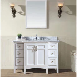 Luz 48" Single Bathroom Vanity In White With Italian Carrara Marble Top 9 Luz 48" Single Bathroom Vanity In White With Italian Carrara Marble Top -Warm Bathroom 0bd1a29a09664655 2514 w800 h800 b0 p0