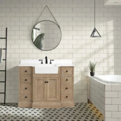 Kelly 48" Single Bathroom Vanity In Weathered Fir With White Engineered Stone Top -Warm Bathroom 0c51dc9b02030436 8723 w800 h800 b0 p0