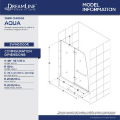 DreamLine Aqua 48 In. W X 58 In. H Frameless Hinged Tub Door In Brushed Nickel -Warm Bathroom 0ce15a6b0fcb121e 7994 w800 h800 b0 p0