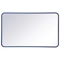 Elegant Decor Evermore 24x40" Soft Corner Metal Rectangular Mirror In Blue