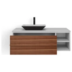 The Rhone Bathroom Vanity, Single Sink, 48", Walnut And White, Wallmounted -Warm Bathroom 0f7136bb03c744e7 4005 w800 h800 b1 p0
