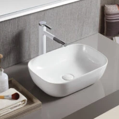 ELANTI EC1801 Porcelain Rectangular Vessel Sink, White -Warm Bathroom 0f7137470b86abac 6273 w800 h800 b0 p0