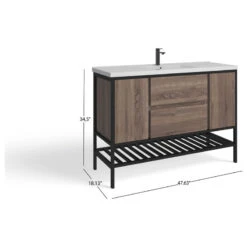 The Levi Bathroom Vanity, Single Sink, 48", Taupe, Freestanding -Warm Bathroom 0ff15f6603d9afbe 0977 w800 h800 b1 p0