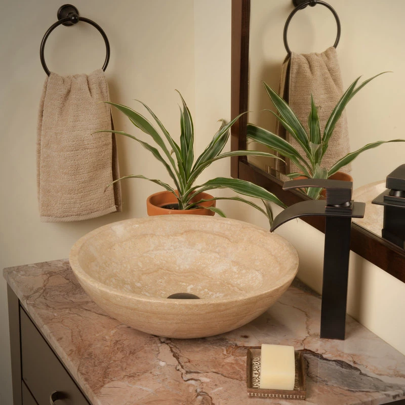 Beige Travertine Vessel Sink 3 Beige Travertine Vessel Sink - Image 3