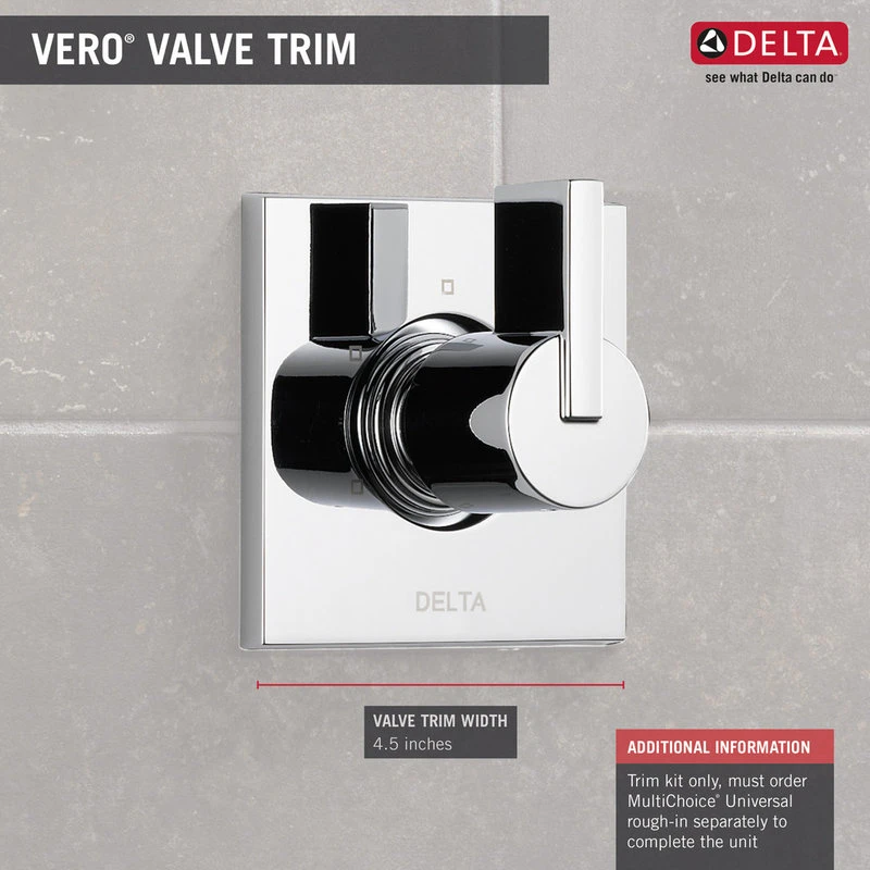 Delta Vero 3-Setting 2-Port Diverter Trim, Chrome, T11853 2 Delta Vero 3-Setting 2-Port Diverter Trim, Chrome, T11853 - Image 2
