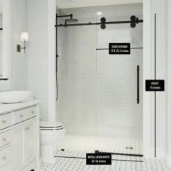 VIGO 56"x74" Elan Frameless Sliding Shower Door, Matte Black -Warm Bathroom 113152cc0181229f 5886 w800 h800 b0 p0