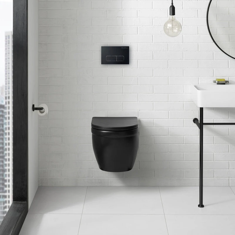 Ivy Wall Hung Elongated Toilet Bowl 0.8/1.28 GPF Dual Flush, Matte Black 6 Ivy Wall Hung Elongated Toilet Bowl 0.8/1.28 GPF Dual Flush, Matte Black - Image 6