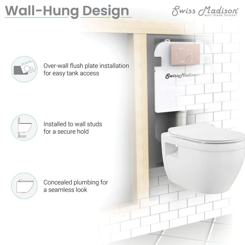 Ivy Wall Hung Elongated Toilet Bowl 0.8/1.28 GPF Dual Flush, Glossy White 10 Ivy Wall Hung Elongated Toilet Bowl 0.8/1.28 GPF Dual Flush, Glossy White - Image 10