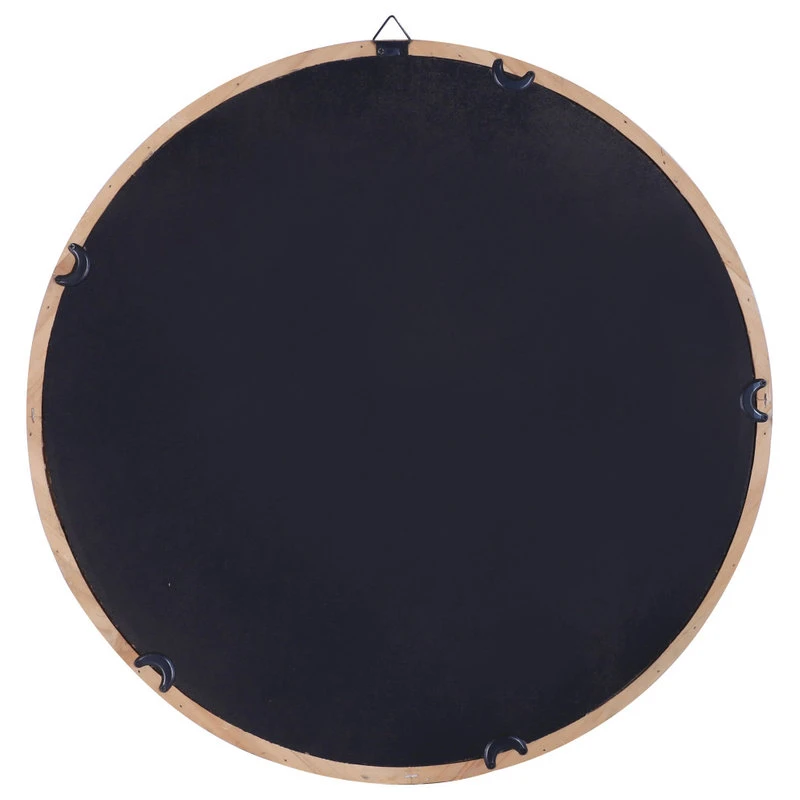 22" Round Wood Wall Mirror, Large, Natural Brown 4 22" Round Wood Wall Mirror, Large, Natural Brown - Image 4