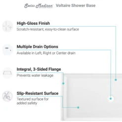 Voltaire 60"x34" Acrylic White, Single-Threshold, Shower Base, Center Drain -Warm Bathroom 12716e7e0eb5c403 6044 w800 h800 b1 p0