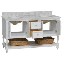 Beverly 60" Bath Vanity, White, Carrara Marble, Double Vanity -Warm Bathroom 1291c38401ba475c 4575 w800 h800 b1 p0