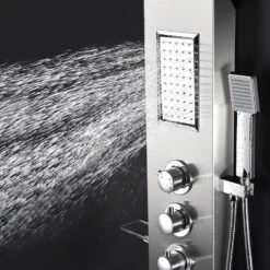 ANZZI Field 58" Shower Panel With Heavy Rain Shower And Wand, Brushed Steel -Warm Bathroom 12b1707408b6ecdd 6874 w800 h800 b0 p0