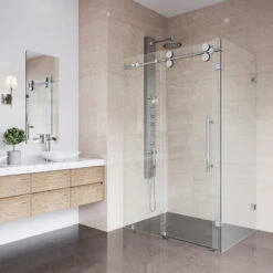 VIGO 34"x46" Frameless 3/8" Shower, Without Base, Chrome -Warm Bathroom 12f127240f5b3536 9484 w800 h800 b0 p0