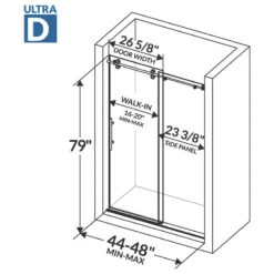 Shower Doors, Frameless, 12mm Clear Tempered Glass, ULTRA-D Collection, Brushed Nickel, 44-48"x79" -Warm Bathroom 13816af00970e983 5496 w800 h800 b1 p0