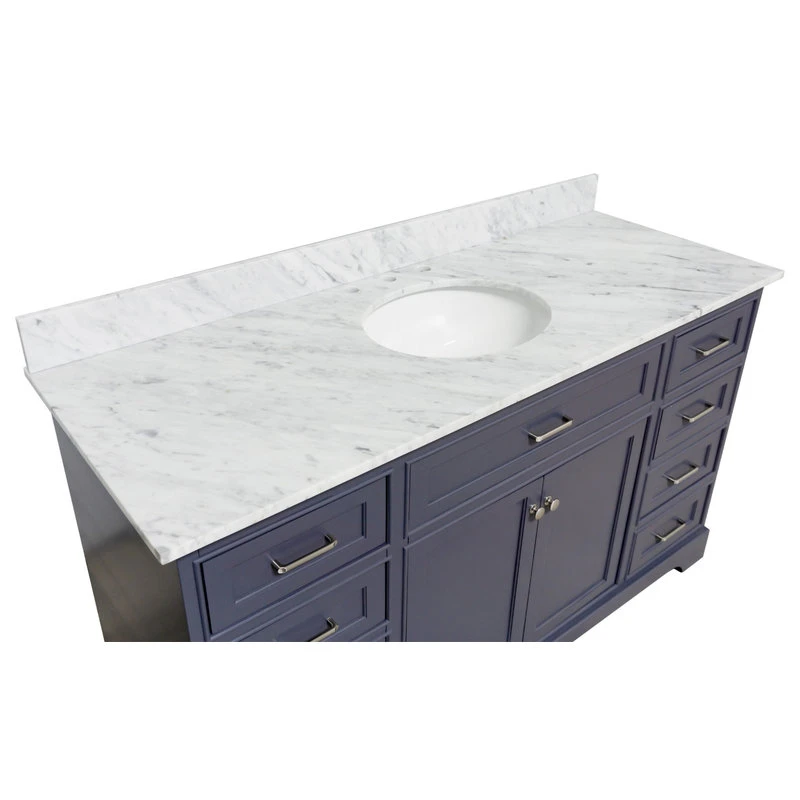 Aria 60" Bathroom Vanity, Marine Gray, Carrara Marble, Single Vanity 6 Aria 60" Bathroom Vanity, Marine Gray, Carrara Marble, Single Vanity - Image 6