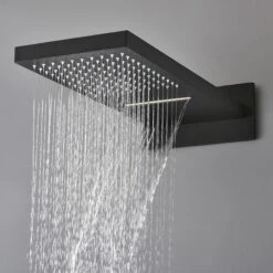 Wall Mounted Waterfall Rain Shower System With 3 Body Sprays In Matte Black, The -Warm Bathroom 13b18fcc003f6ab7 2927 w800 h800 b0 p0