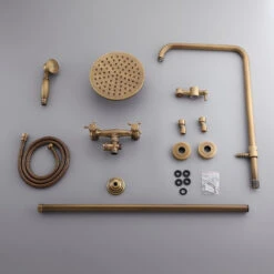 Classic Exposed Brass Two Handle Round Rainshower & Handshower Shower Set -Warm Bathroom 141168840ecb9e55 5939 w800 h800 b0 p0